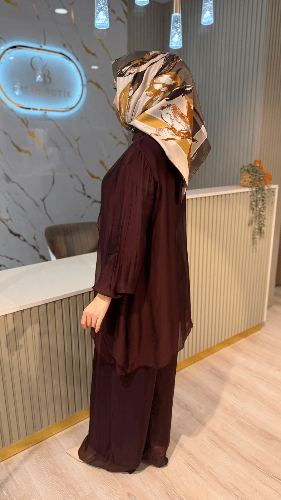 381 İPEK TAKIM - KAHVERENGİ
