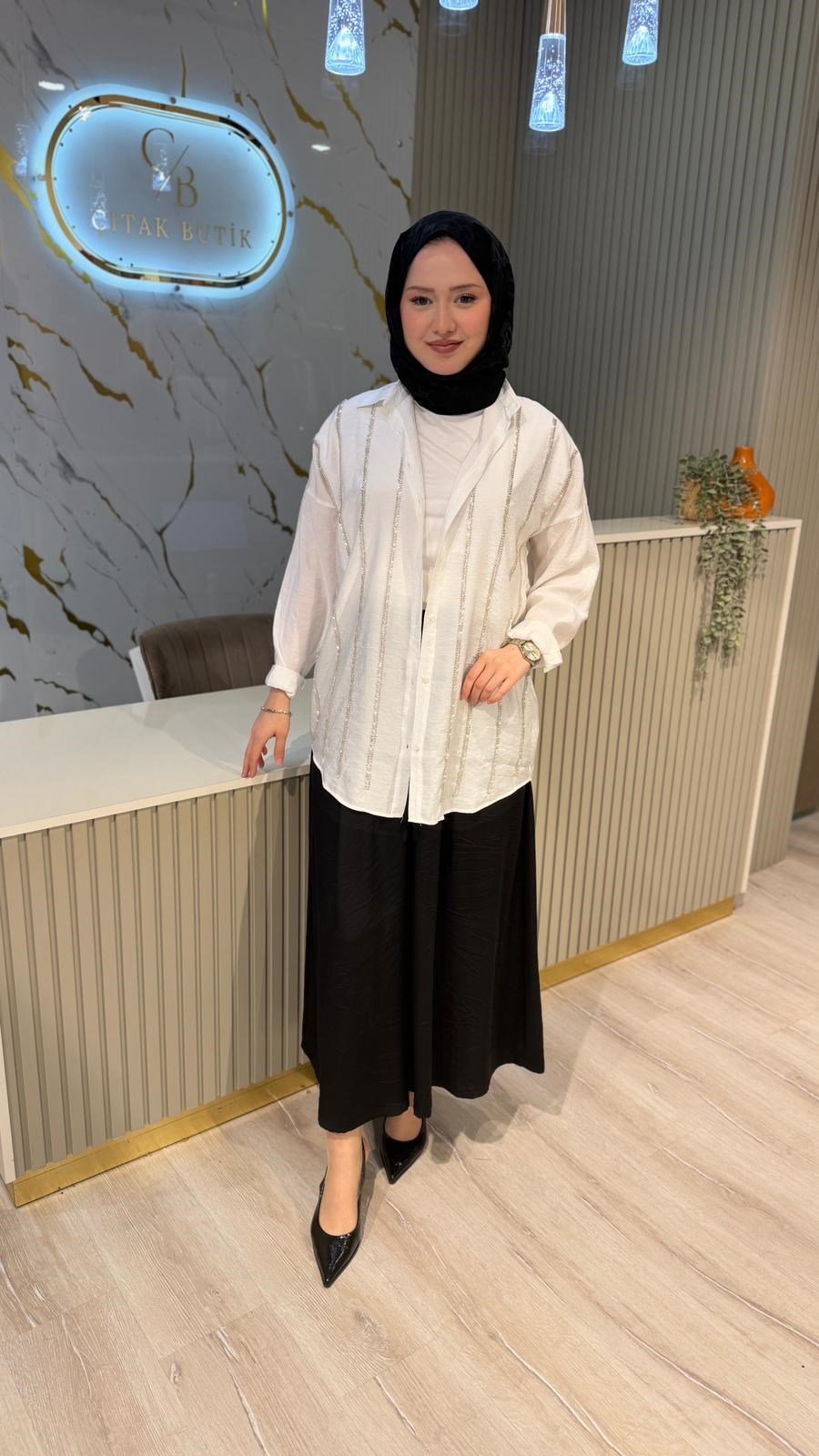 5172 NAKIŞLI GÖMLEK - BEYAZ