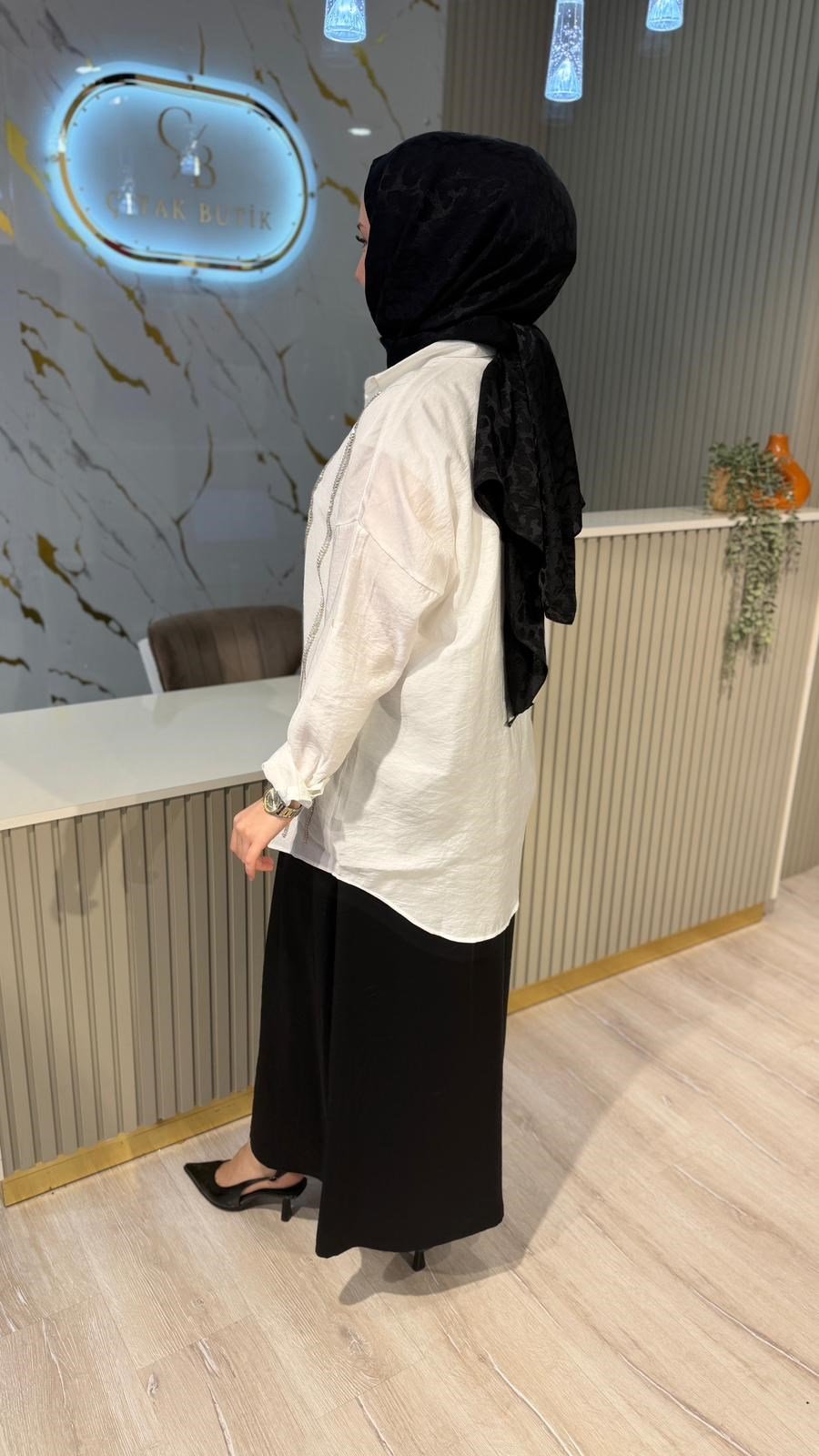 5172 NAKIŞLI GÖMLEK - BEYAZ