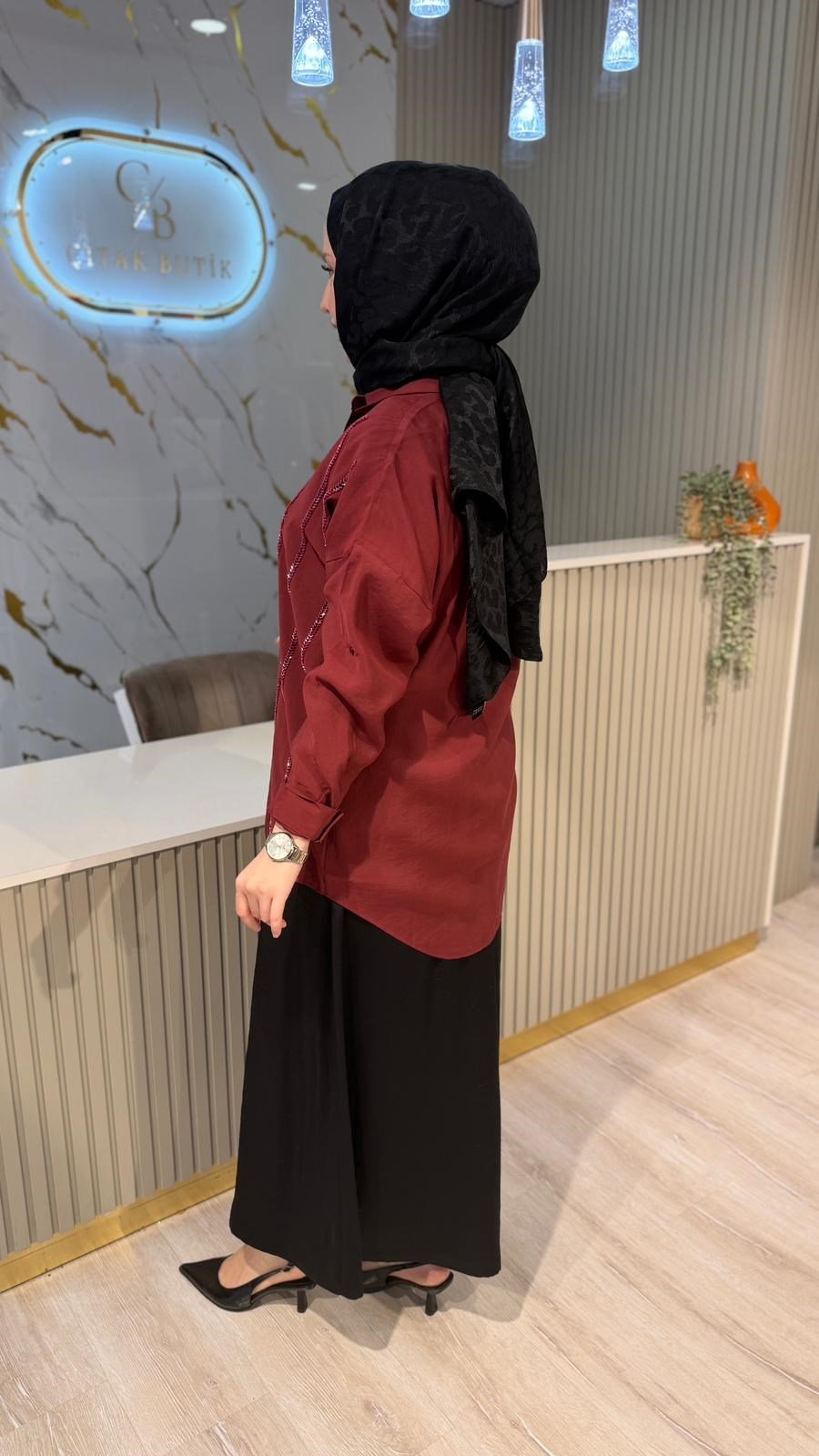 5172 NAKIŞLI GÖMLEK - BORDO