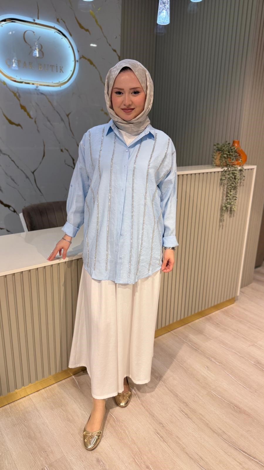 5172 NAKIŞLI GÖMLEK - MAVİ