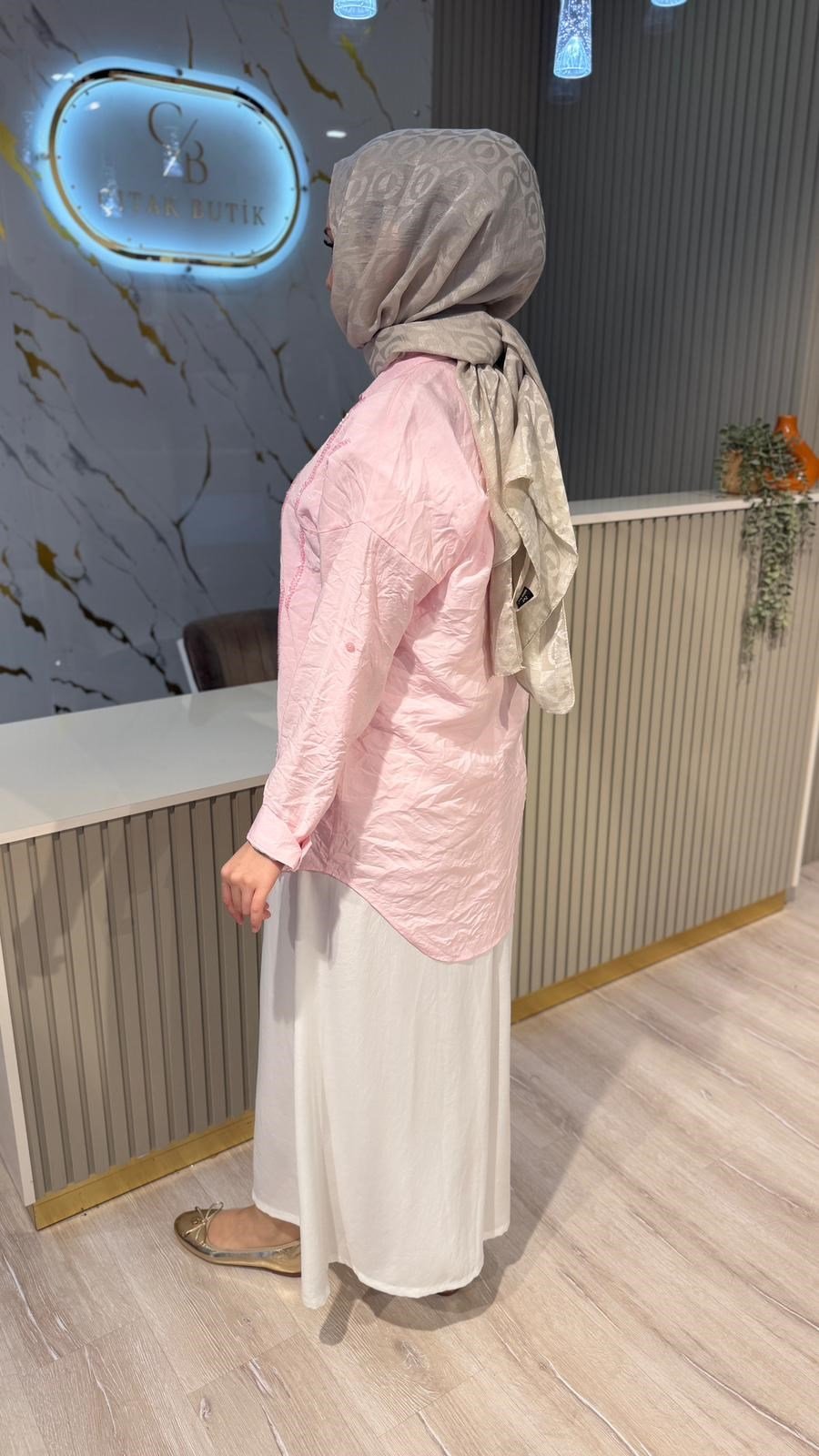 5172 NAKIŞLI GÖMLEK - PEMBE