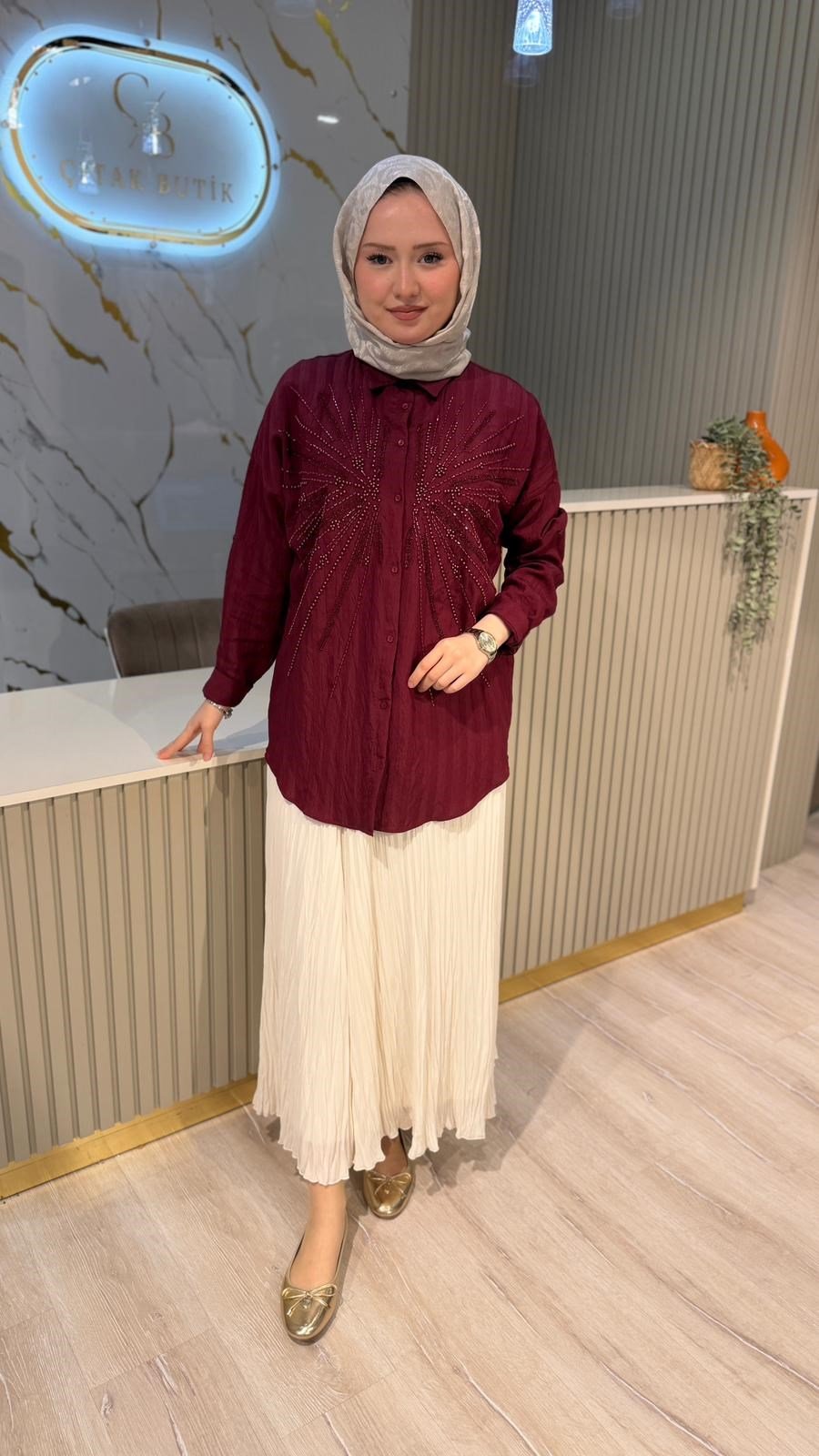 5202 MERİH GÖMLEK - BORDO
