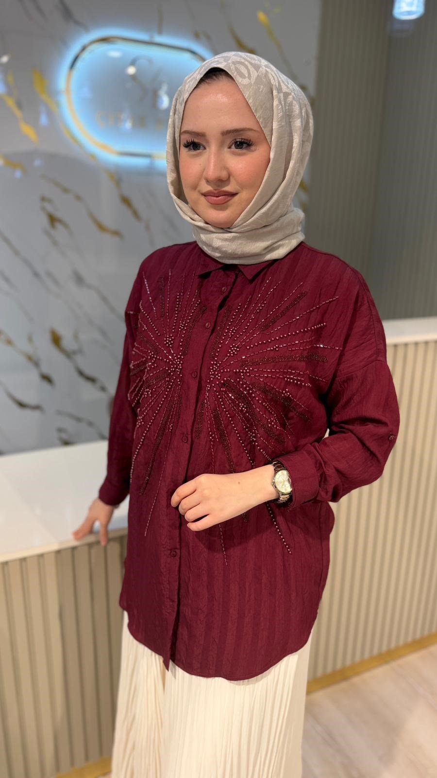 5202 MERİH GÖMLEK - BORDO