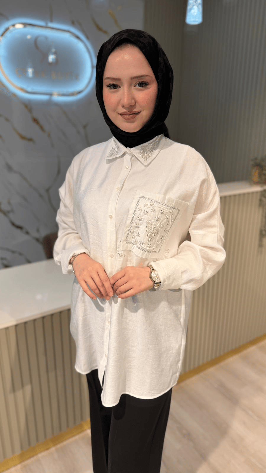 5405 ROSE GÖMLEK - BEYAZ
