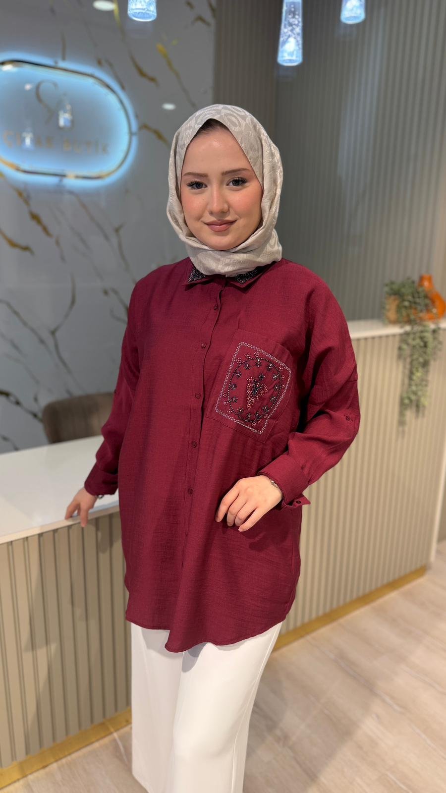 5405 ROSE GÖMLEK - BORDO