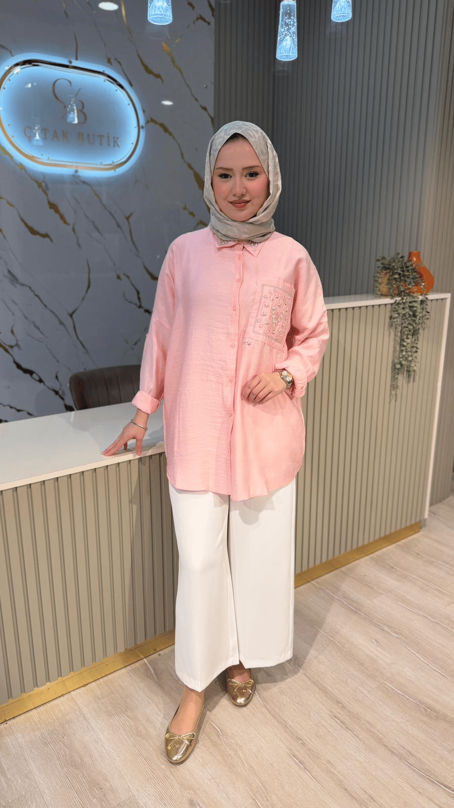 5405 ROSE GÖMLEK - PEMBE