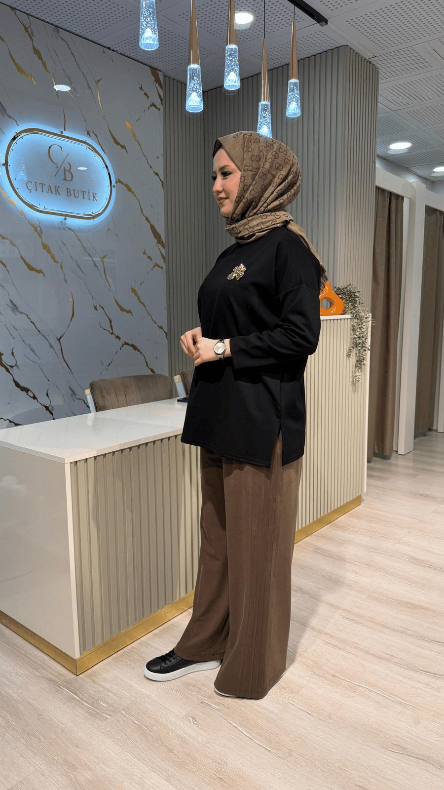 5622 SENTEZ DOHA YANI NERVÜRLÜ PANTOLON-KAHVE