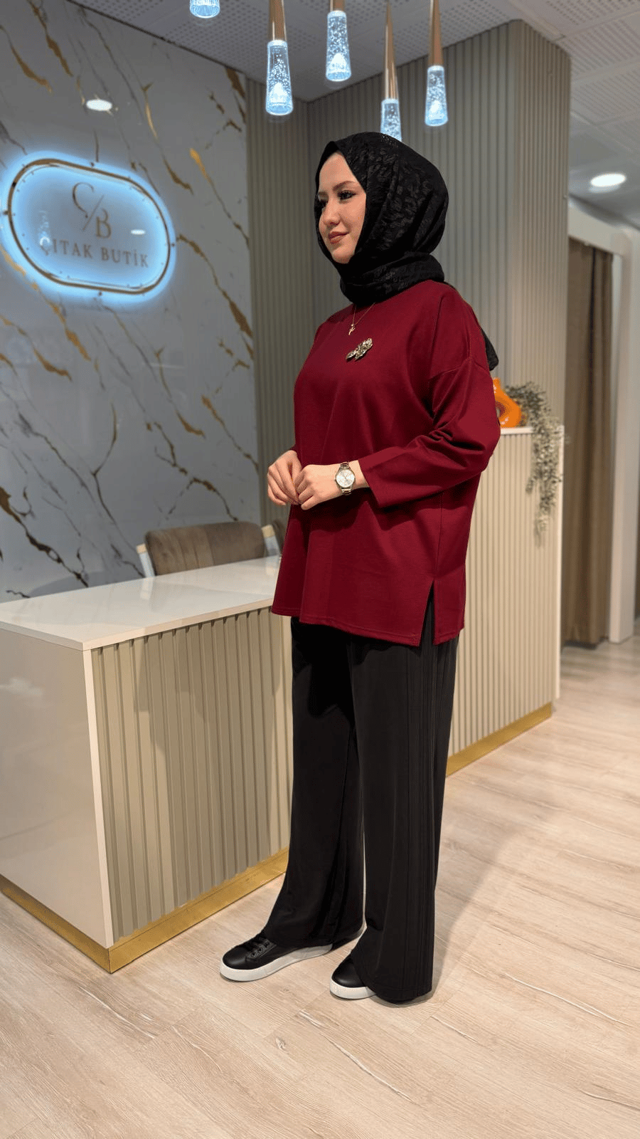 5622 SENTEZ DOHA YANI NERVÜRLÜ PANTOLON-SİYAH