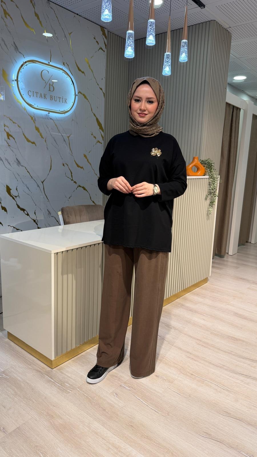 5622 SENTEZ DOHA YANI NERVÜRLÜ PANTOLON-KAHVE