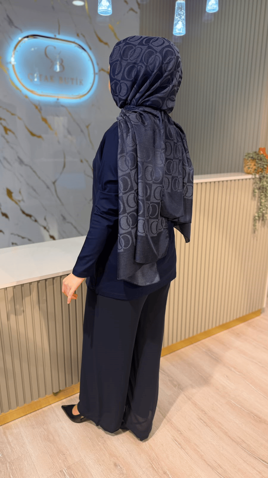 834 ŞİFON PANTOLON - LACİVERT