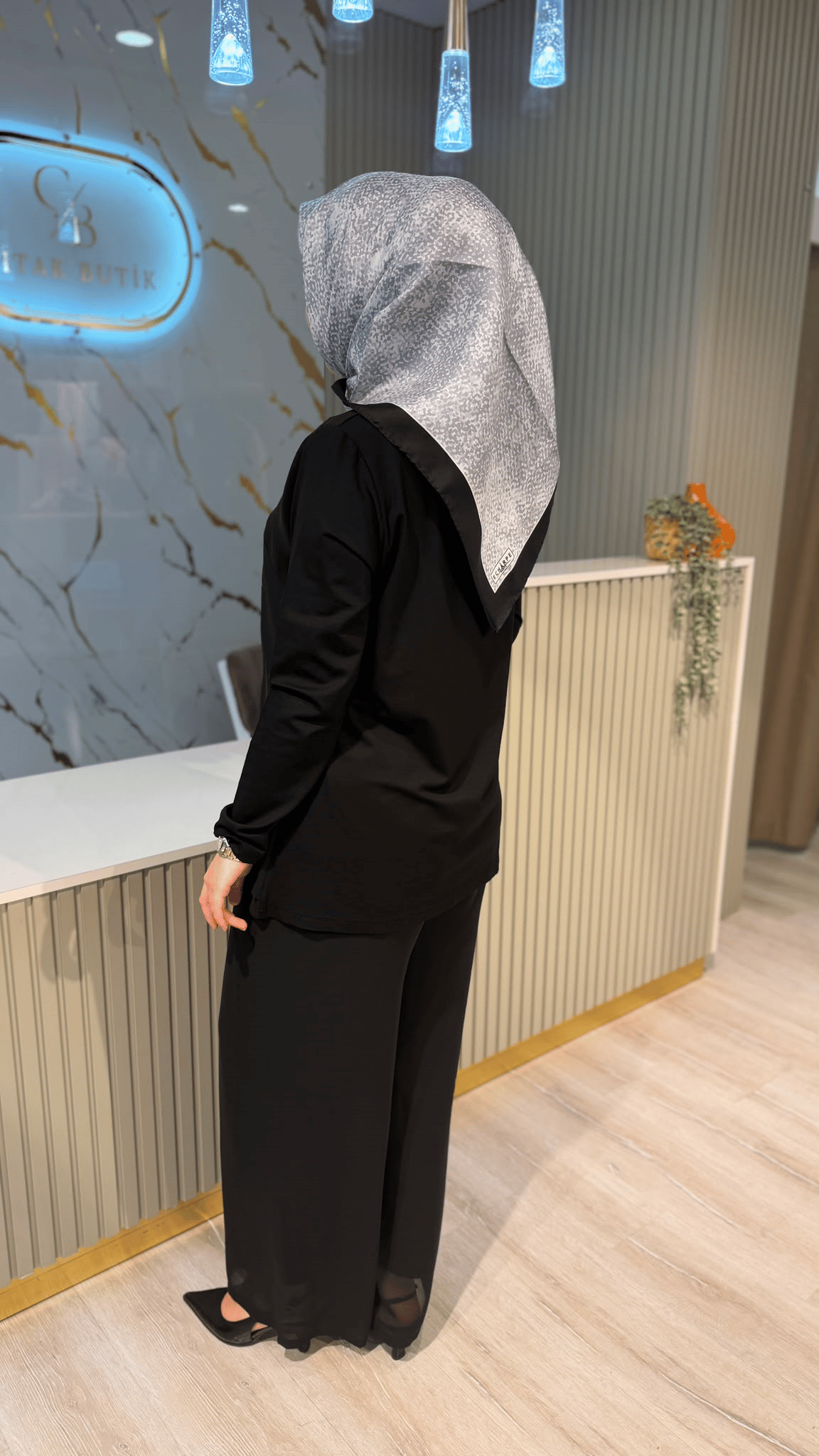 834 ŞİFON PANTOLON - SİYAH