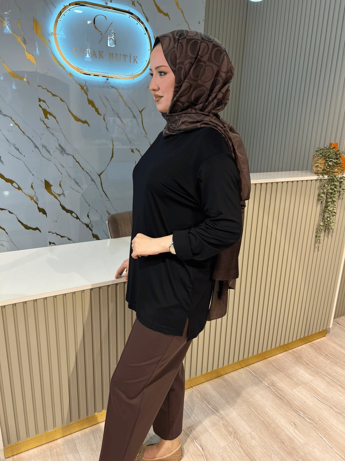 CEREMONY 206 UZUN KOLLU BAMBU TUNIK - SİYAH