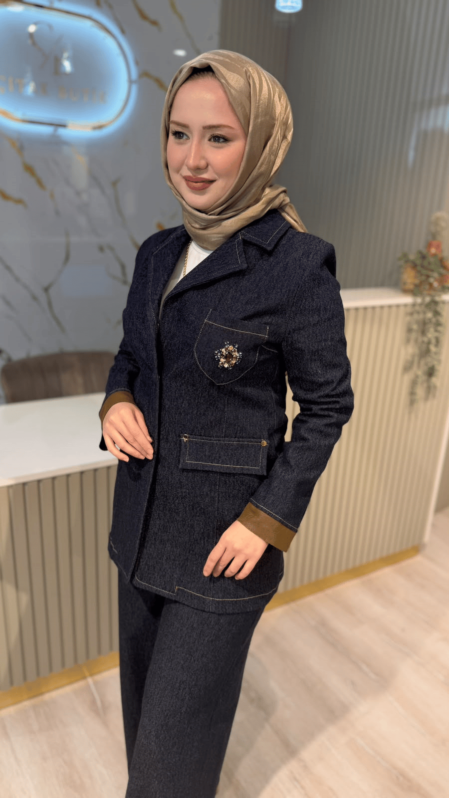CEREMONY 826 BROŞ DETAYLI DENİM CEKET- ORİJİNAL
