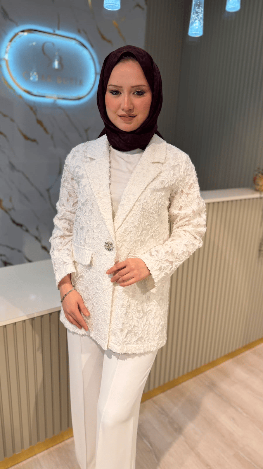 CEREMONY 832 PUL PAYET İŞLEMELİ PAMUK CEKET - EKRU