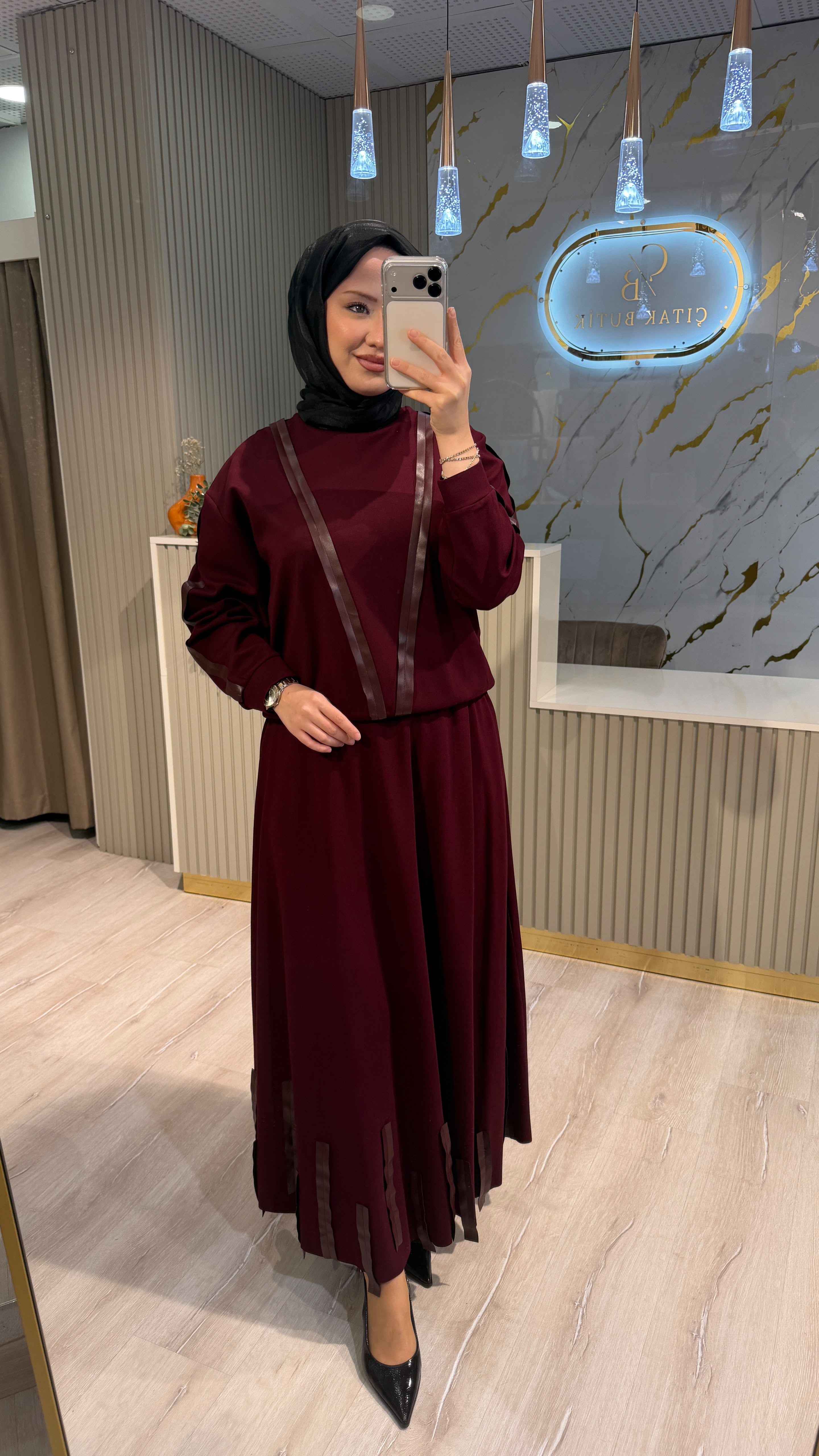 CEREMONY 904 KOL VE ETEK UCU ŞERİT DETAYLI TAKIM - MÜRDÜM