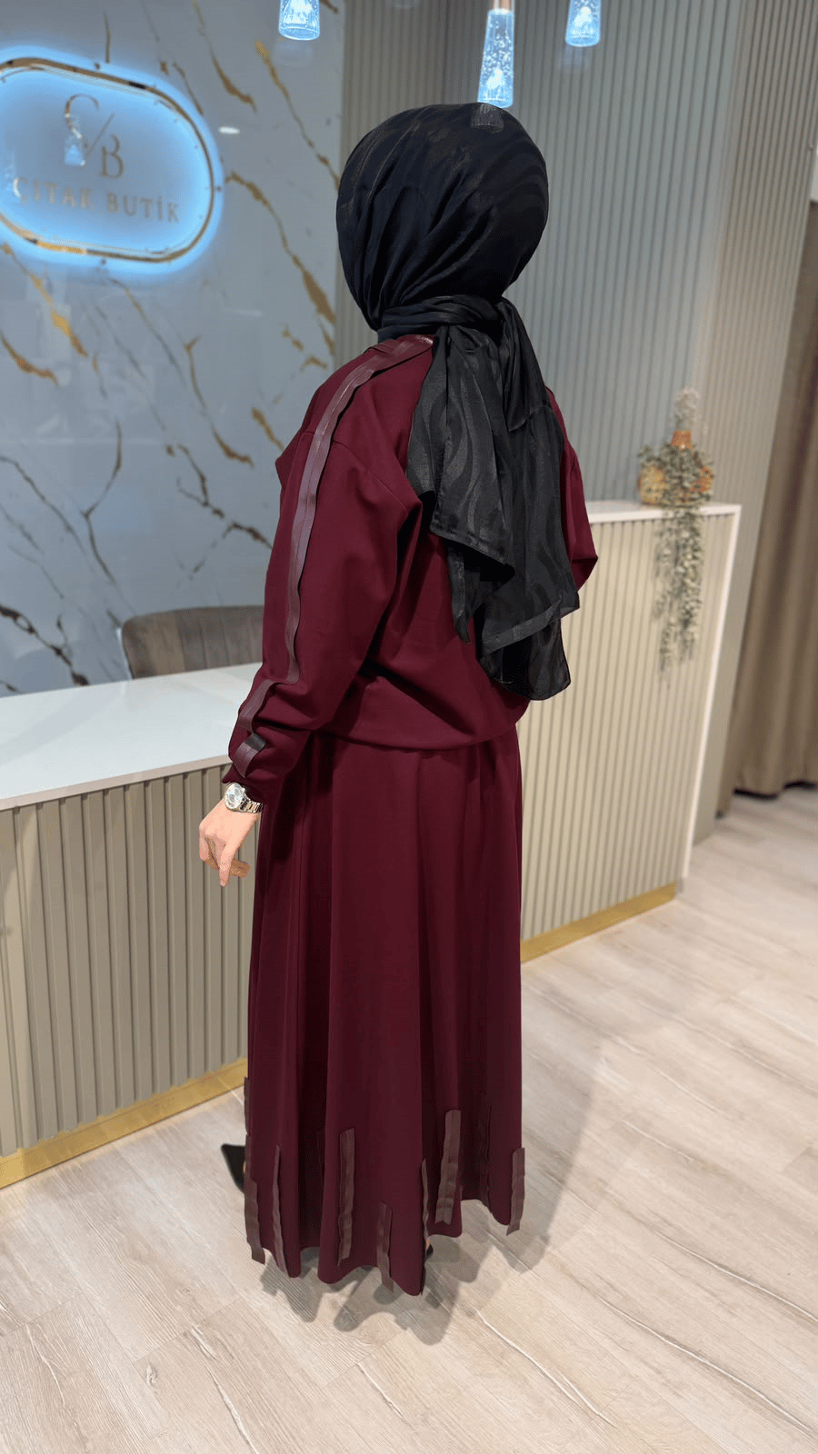 CEREMONY 904 KOL VE ETEK UCU ŞERİT DETAYLI TAKIM - MÜRDÜM