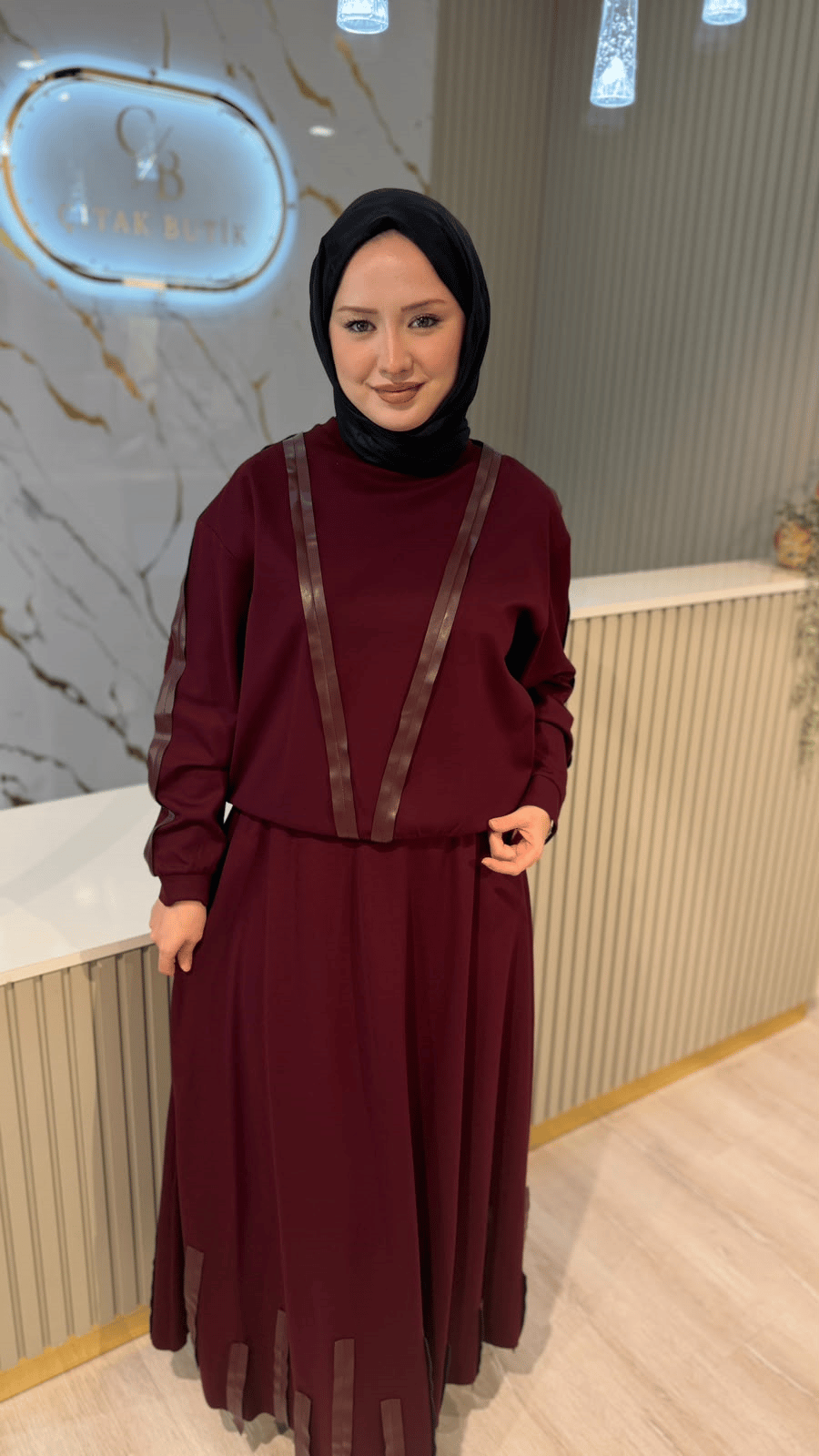 CEREMONY 904 KOL VE ETEK UCU ŞERİT DETAYLI TAKIM - MÜRDÜM