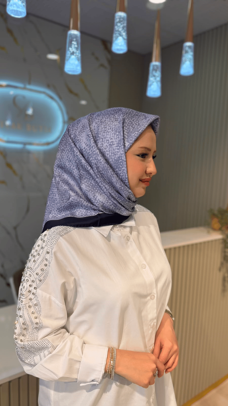 ECHARPE 050 TWİLL İPEK   EŞARP - LACİVERT