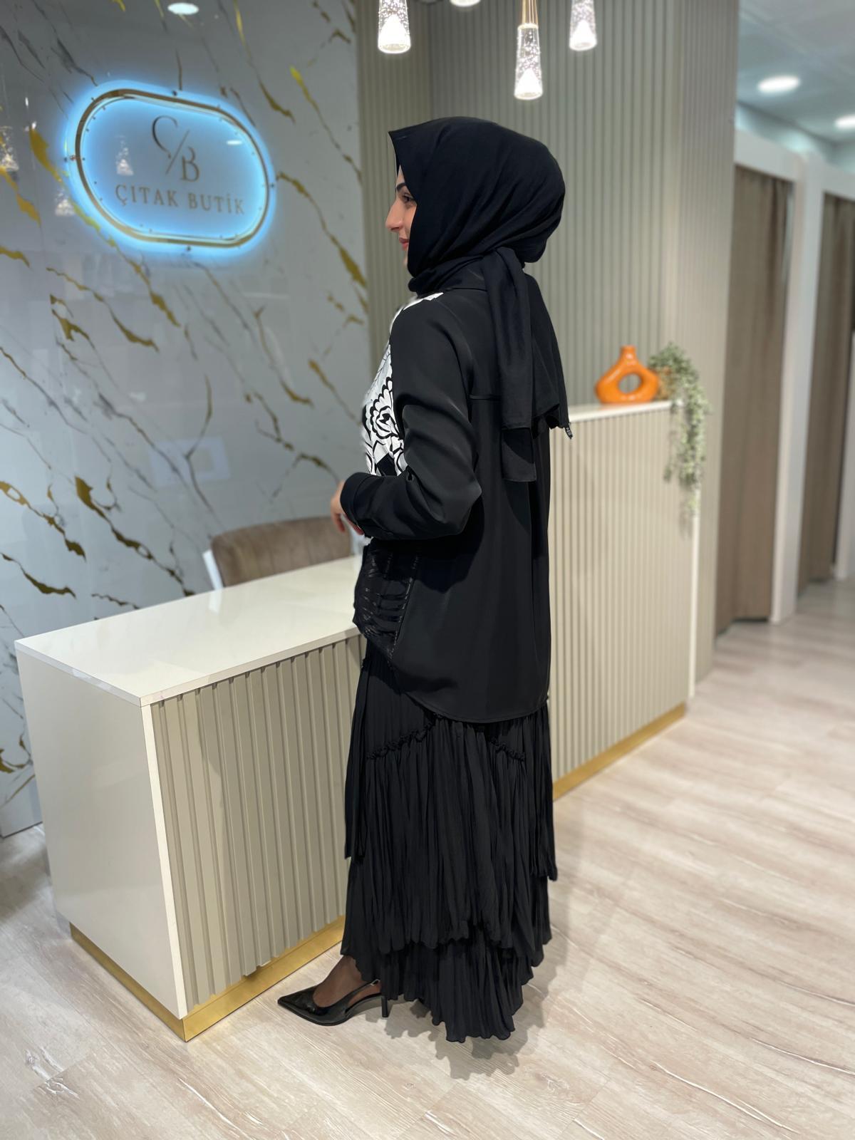 FUAT GÜRŞEN 4306 JAKAR DETAY GÖMLEK-SİYAH