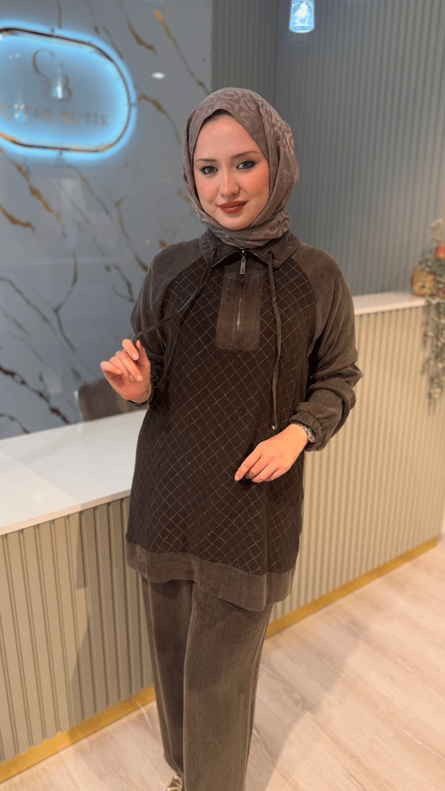 FUAT GÜRŞEN 6208 QUPRA PANTOLONLU TAKIM- KAHVE