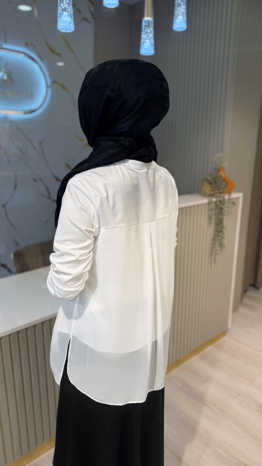 FUAT GÜRŞEN 6319 ŞİFON DETAYLI GÖMLEK - EKRU