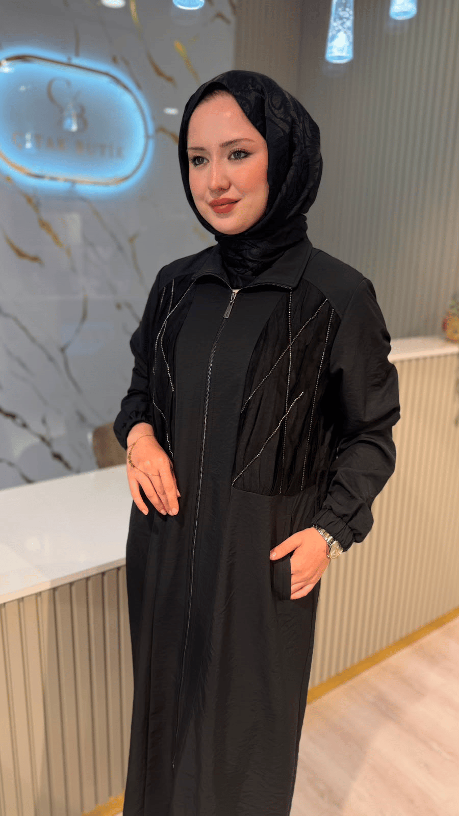 FUAT GÜRŞEN 6600 BONCUK DETAY KAP-SİYAH