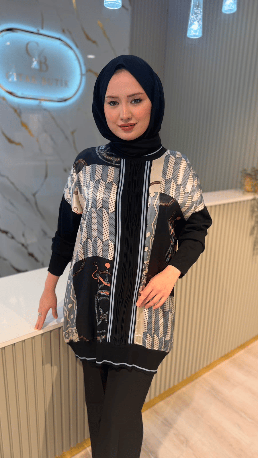 GHİSA 04148 TUNİK- SİYAH/ BEJ