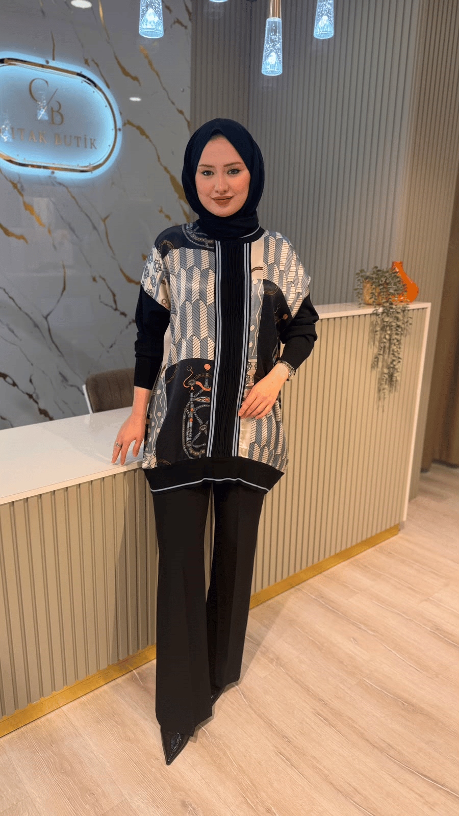 GHİSA 04148 TUNİK- SİYAH/ BEJ