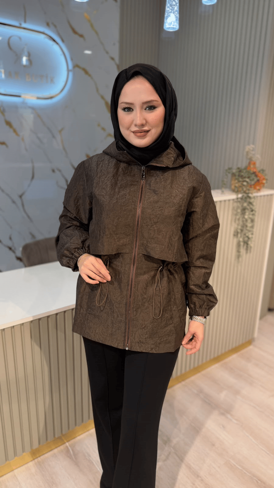 GHİSA 06600 KENDİNDEN DESENLİ MONT- KAHVE