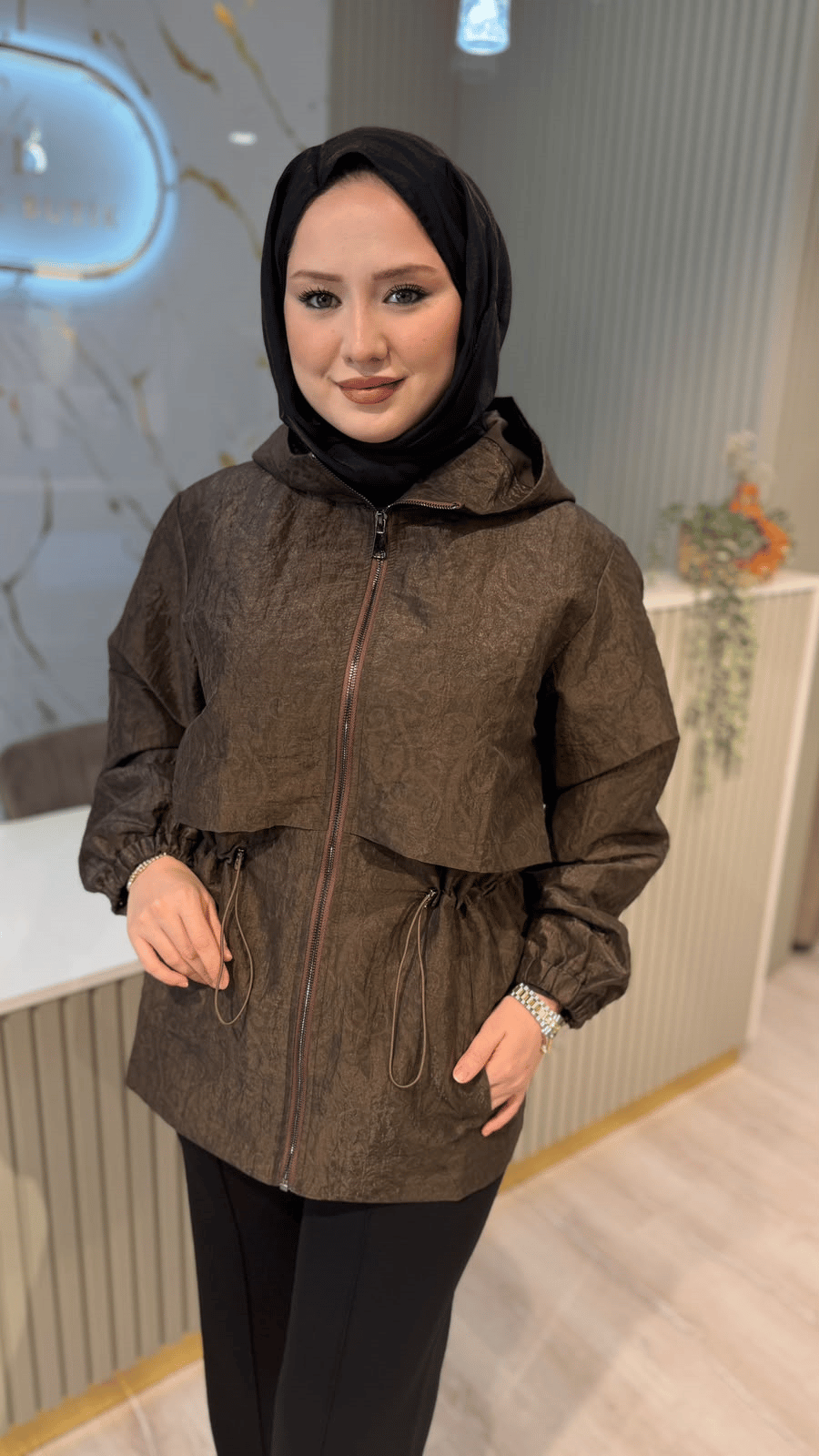 GHİSA 06600 KENDİNDEN DESENLİ MONT- KAHVE