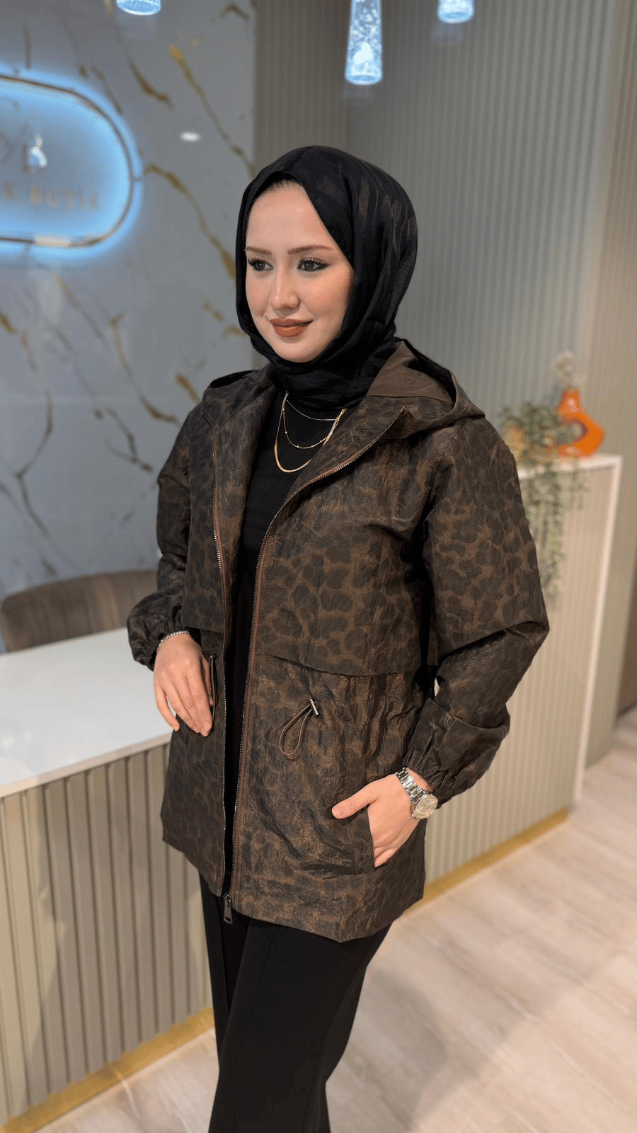 GHİSA  06600 LEOPAR DESEN MONT- KAHVE