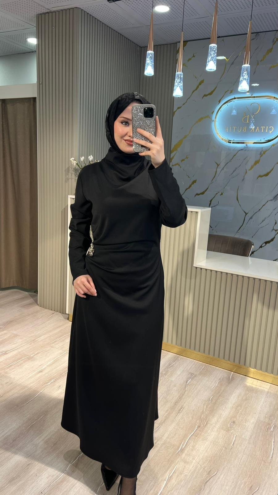 GHİSA 4329 ELBİSE - SİYAH