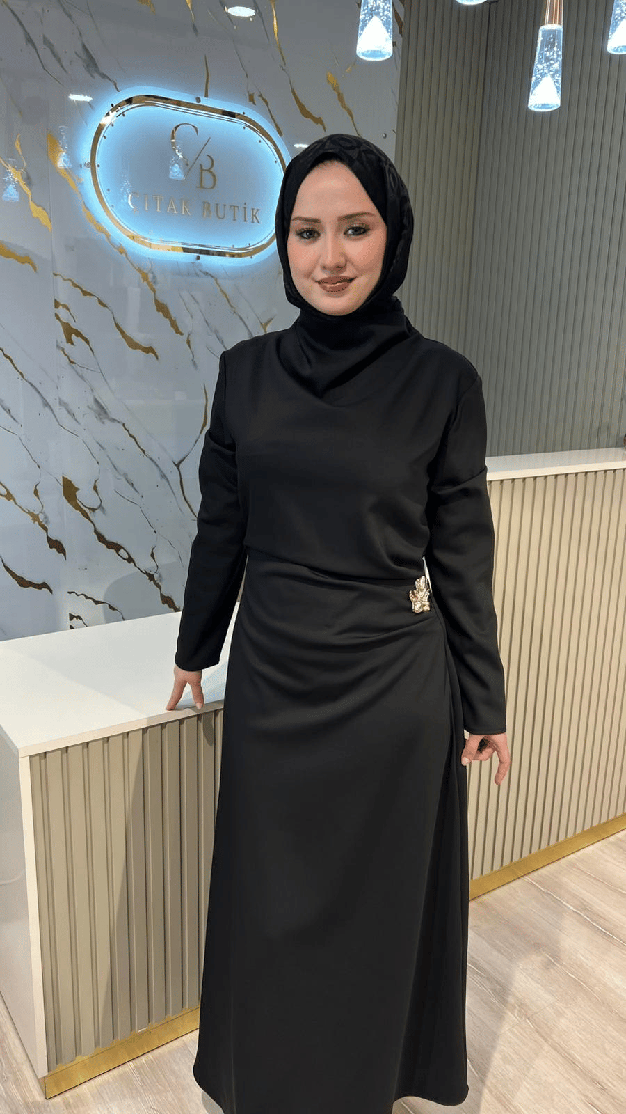 GHİSA 4329 ELBİSE - SİYAH