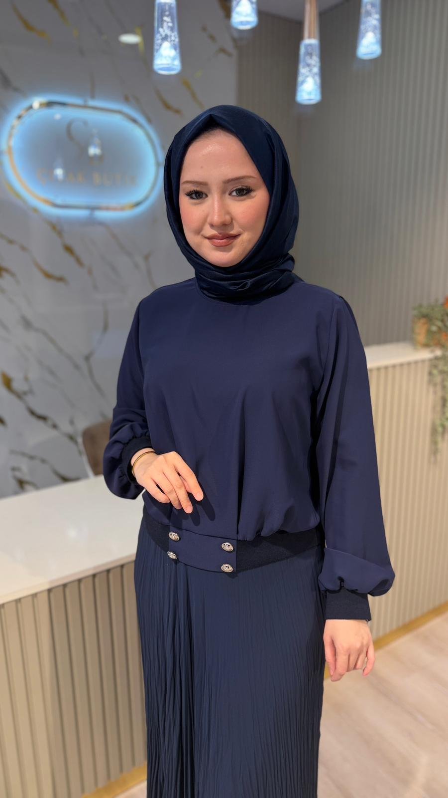 GHİSA 4424 BLUZ - LACİVERT