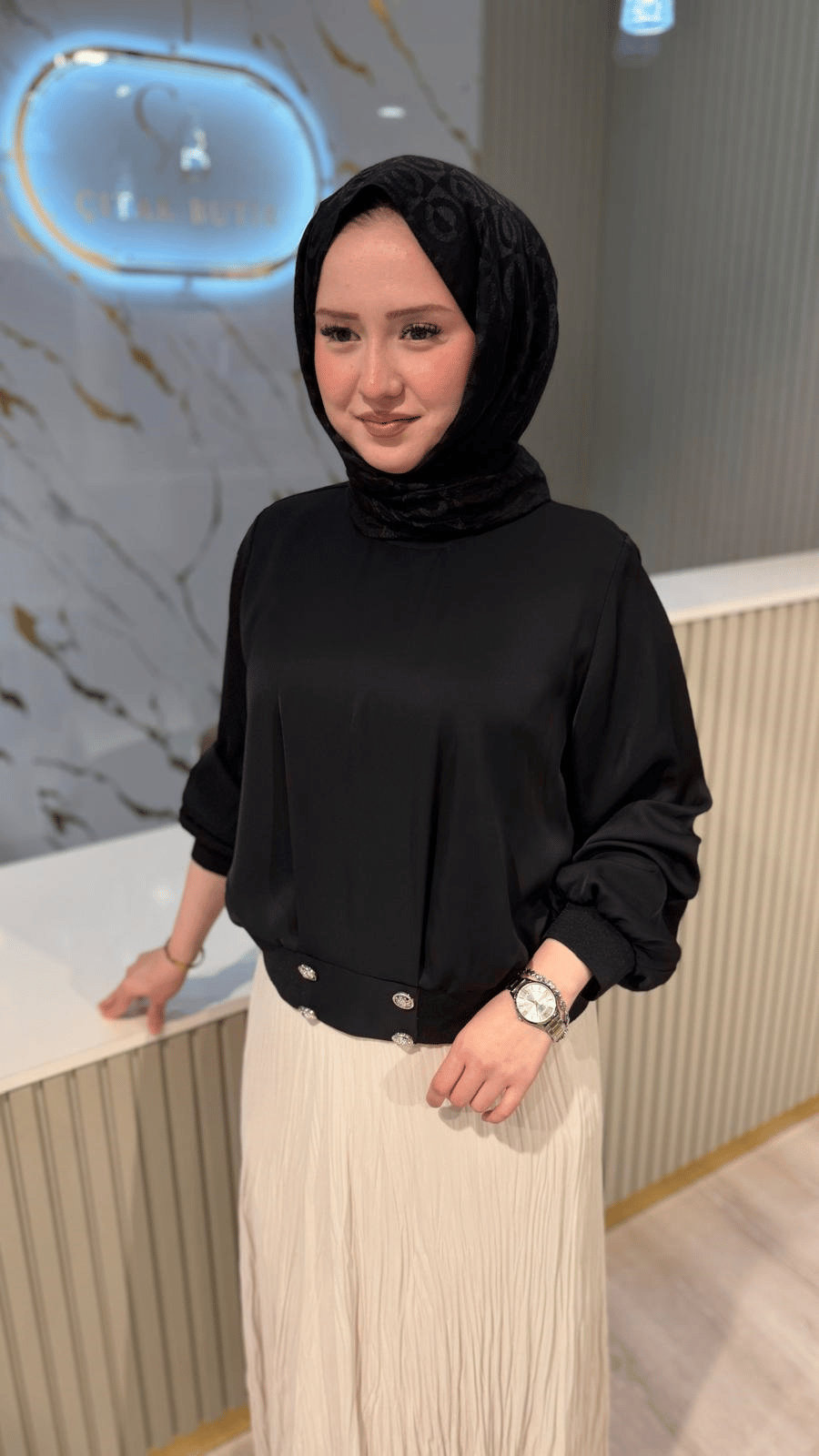 GHİSA 4424 BLUZ - SİYAH