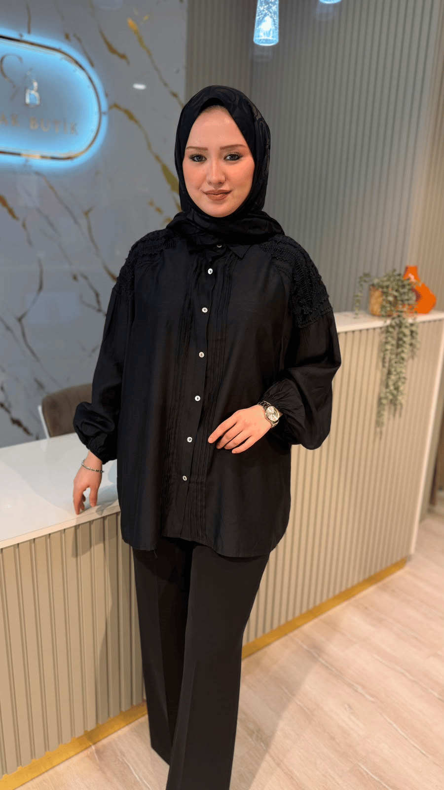 GHİSA 4437 GÖMLEK - SİYAH
