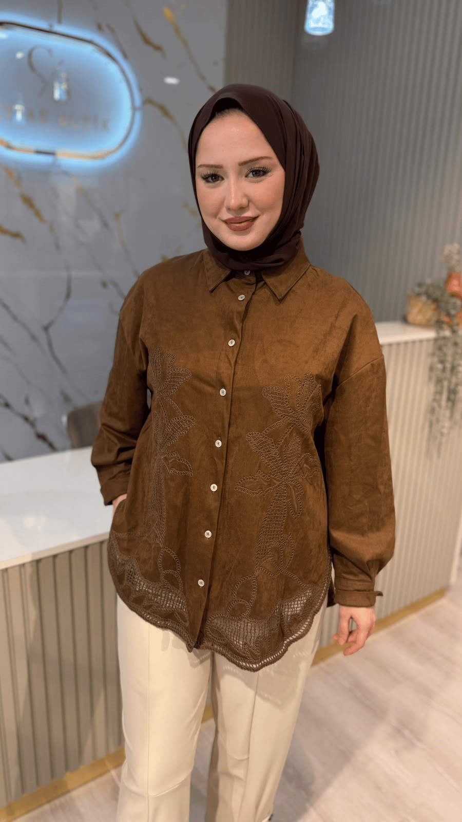 GHİSA 4471 SÜET GÖMLEK - KAHVE