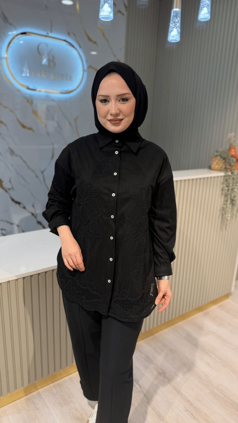GHİSA 4471 SÜET GÖMLEK - SİYAH