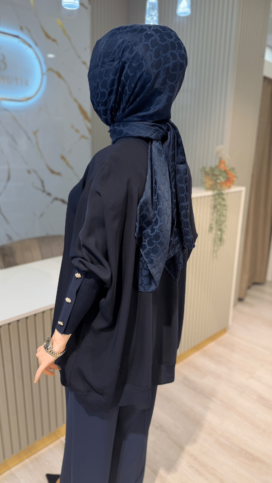GHİSA 4491 ÖN MERSERİZE KOLU DÜĞME DETAY TUNIK- LACİVERT