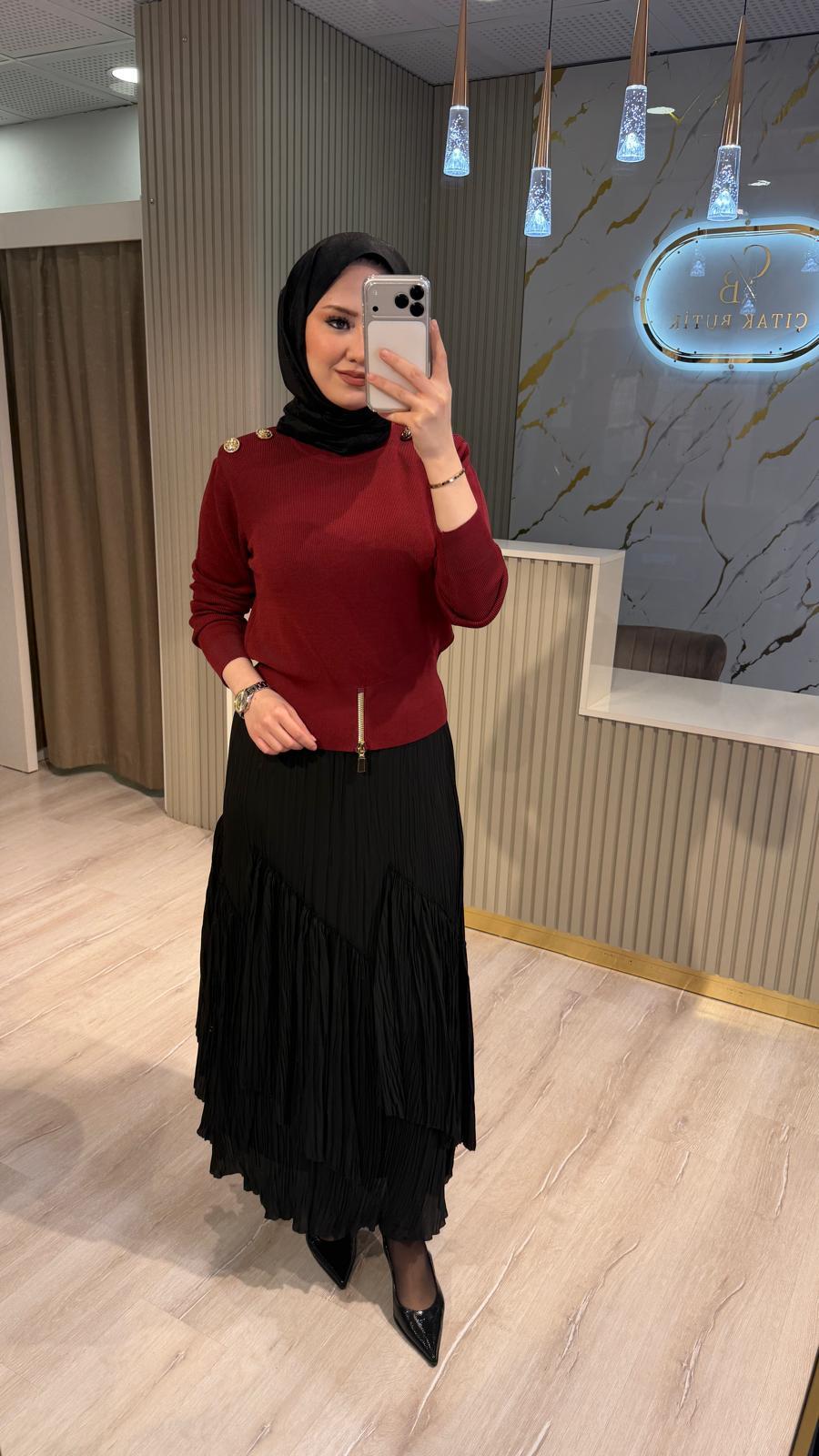 GHİSA 4863 MERSERİZE BLUZ- BORDO