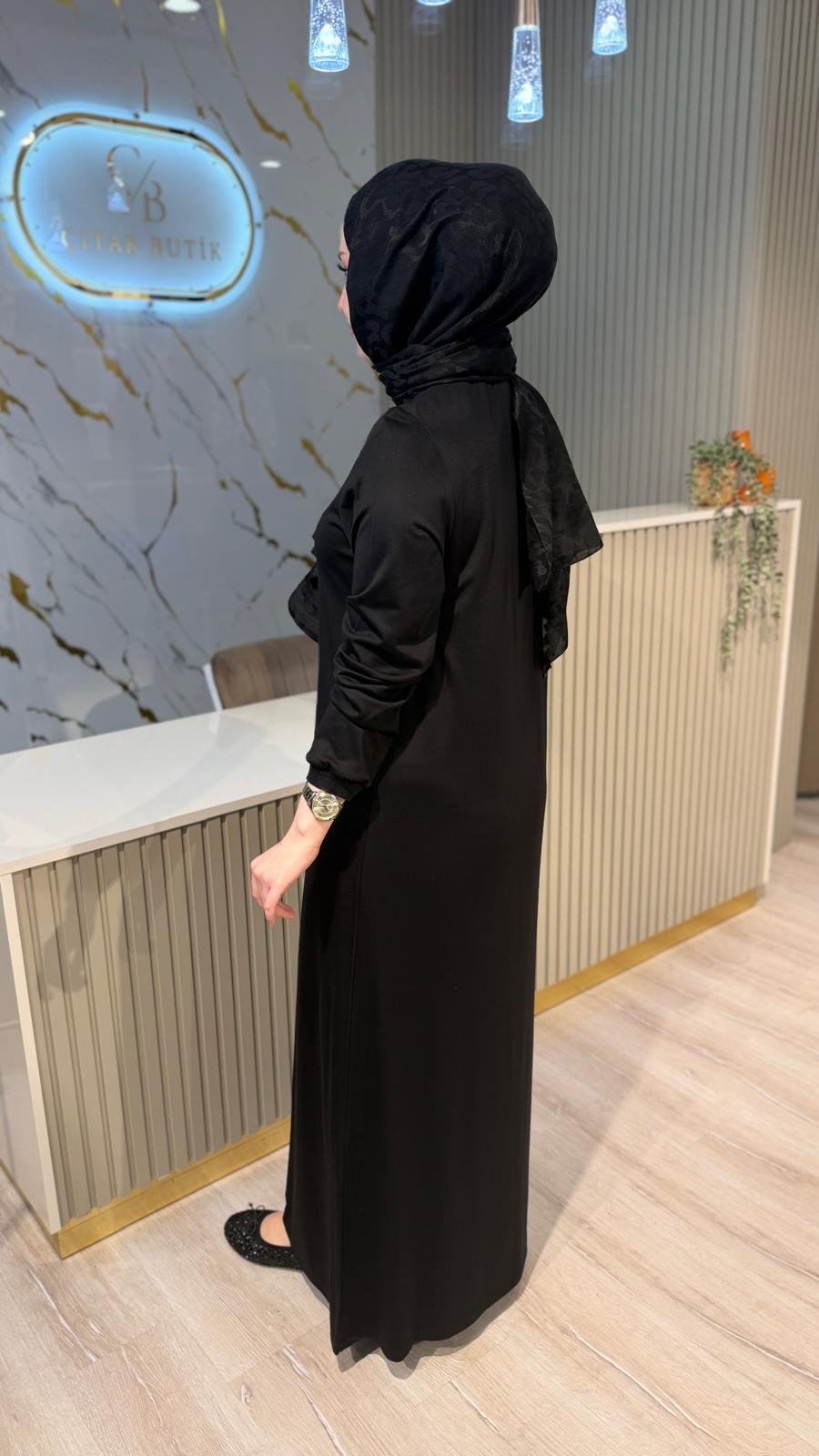 GHİSA 4999 BASİC UZUN KOL ELBİSE-SİYAH