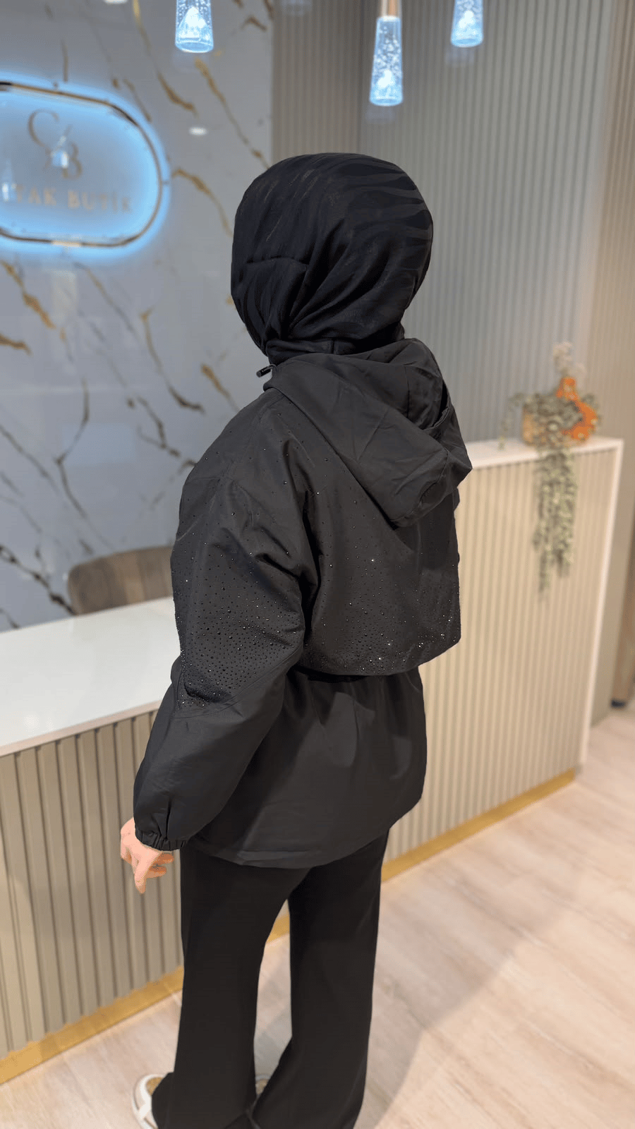 GHİSA 6587 TAŞ DETAY KABAN - SİYAH