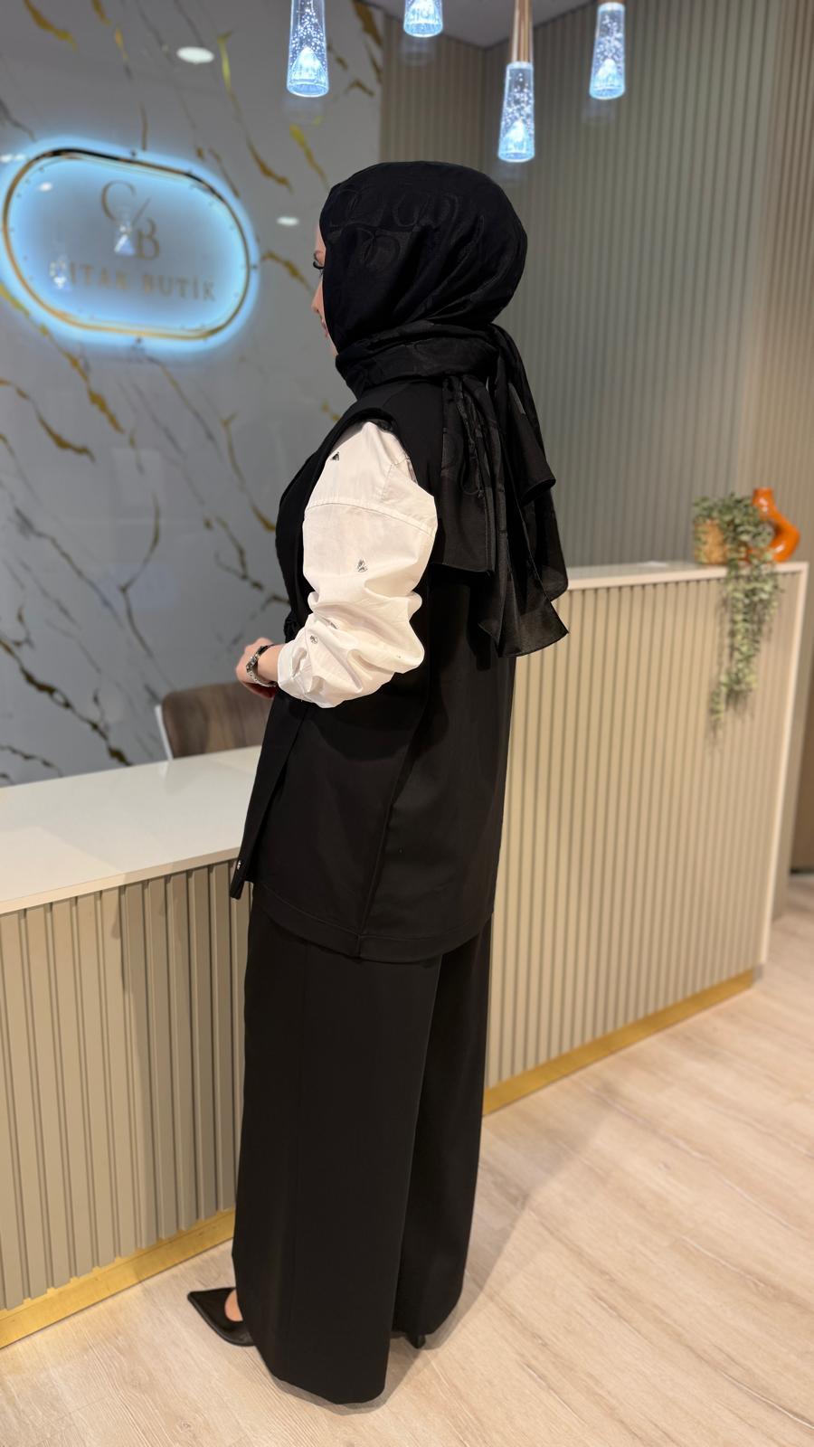 GHİSA 9140 YELEKLİ TAKIM-SİYAH