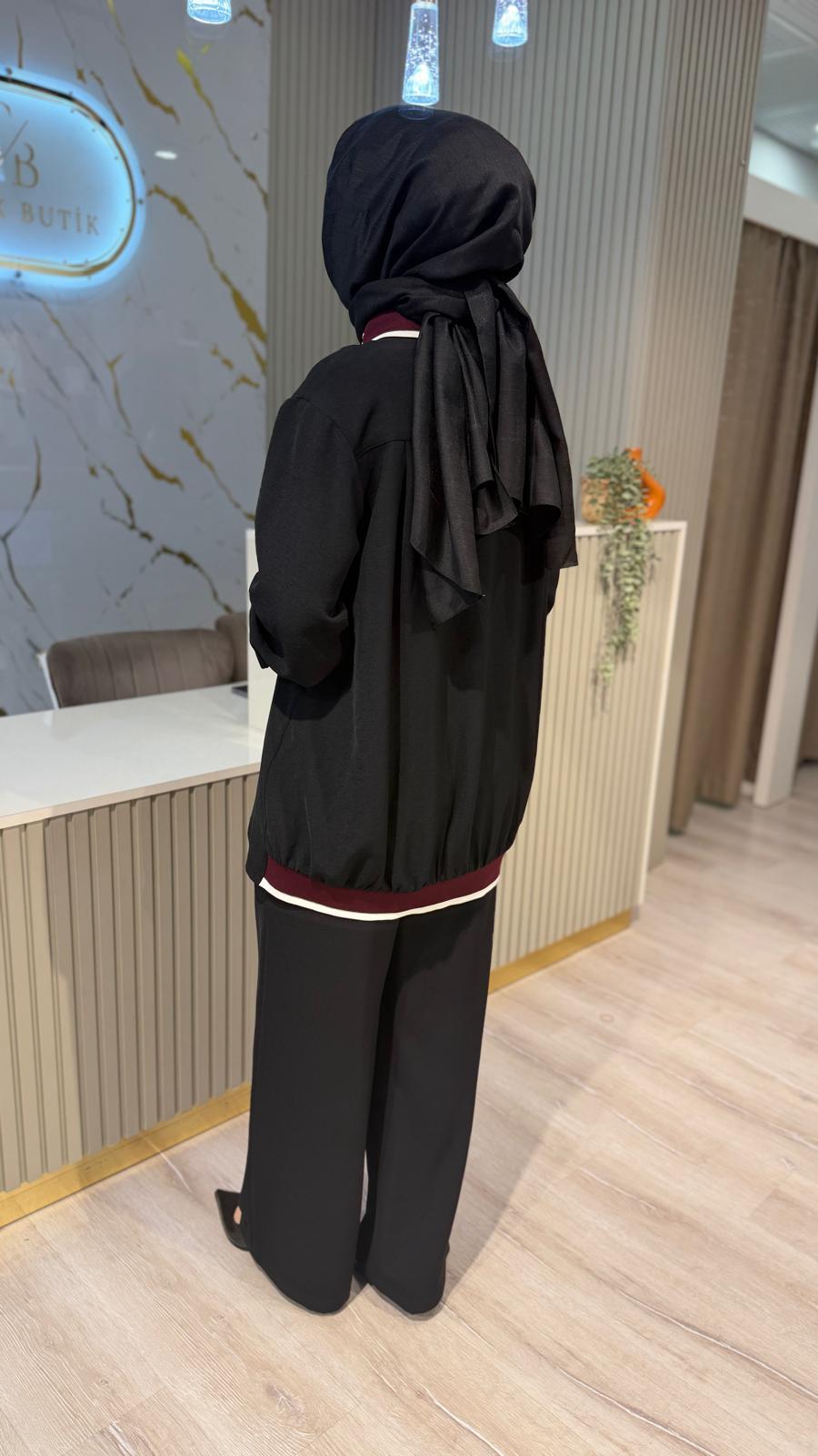 GHİSA 9185 YAKA DETAY TAKIM-SİYAH