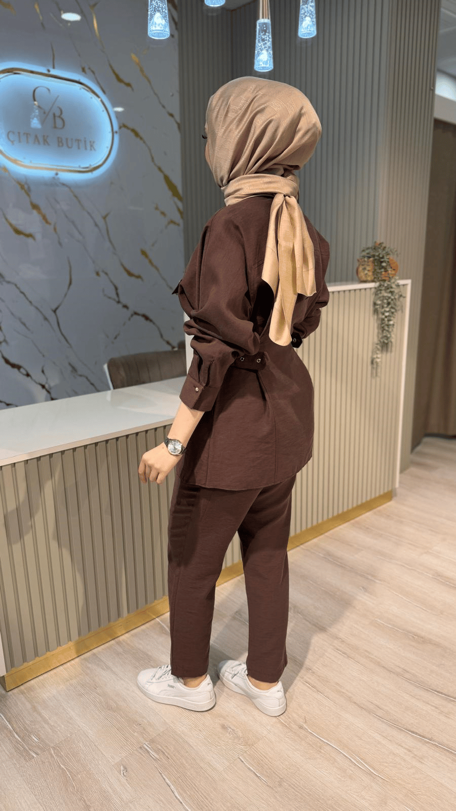 GHİSA 9189 KEMER DETAY TAKIM-KAHVE