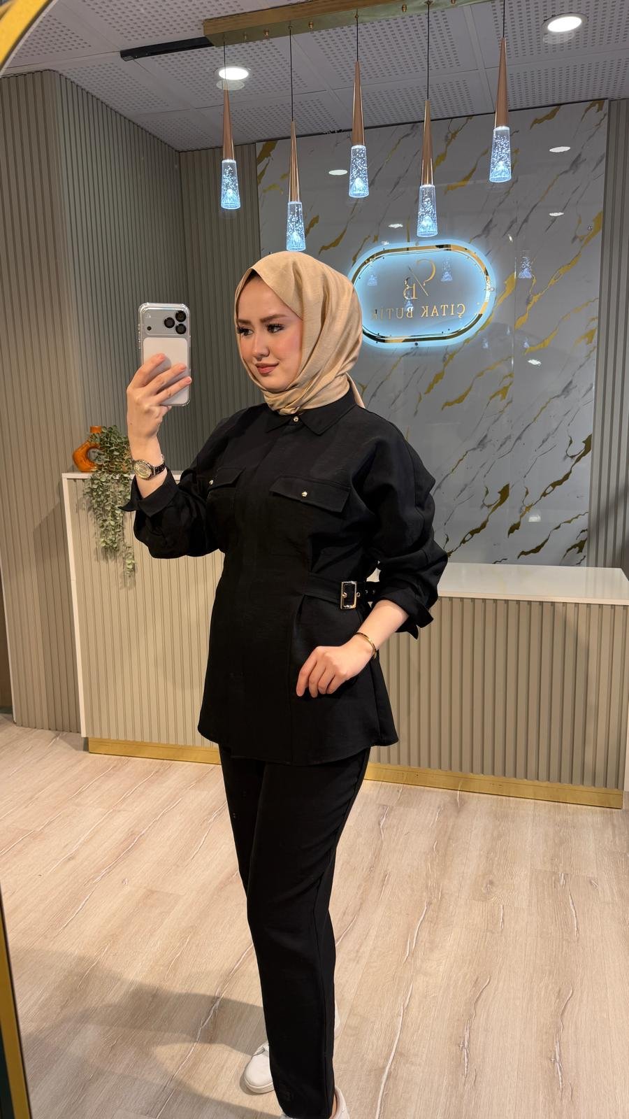 GHİSA 9189 KEMER DETAY TAKIM-SİYAH