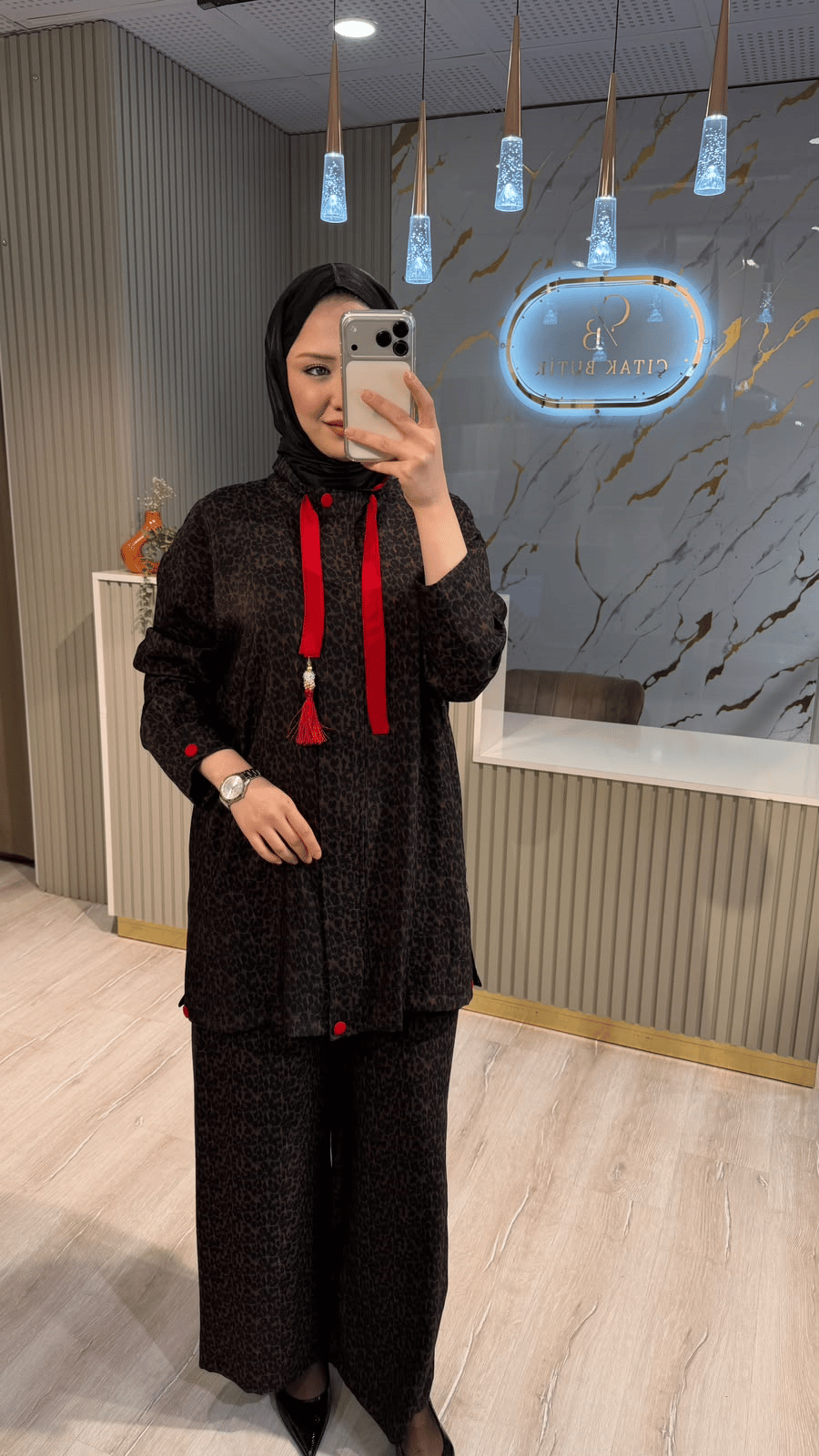 GHİSA 9354 LEOPAR TAKIM- KAHVE