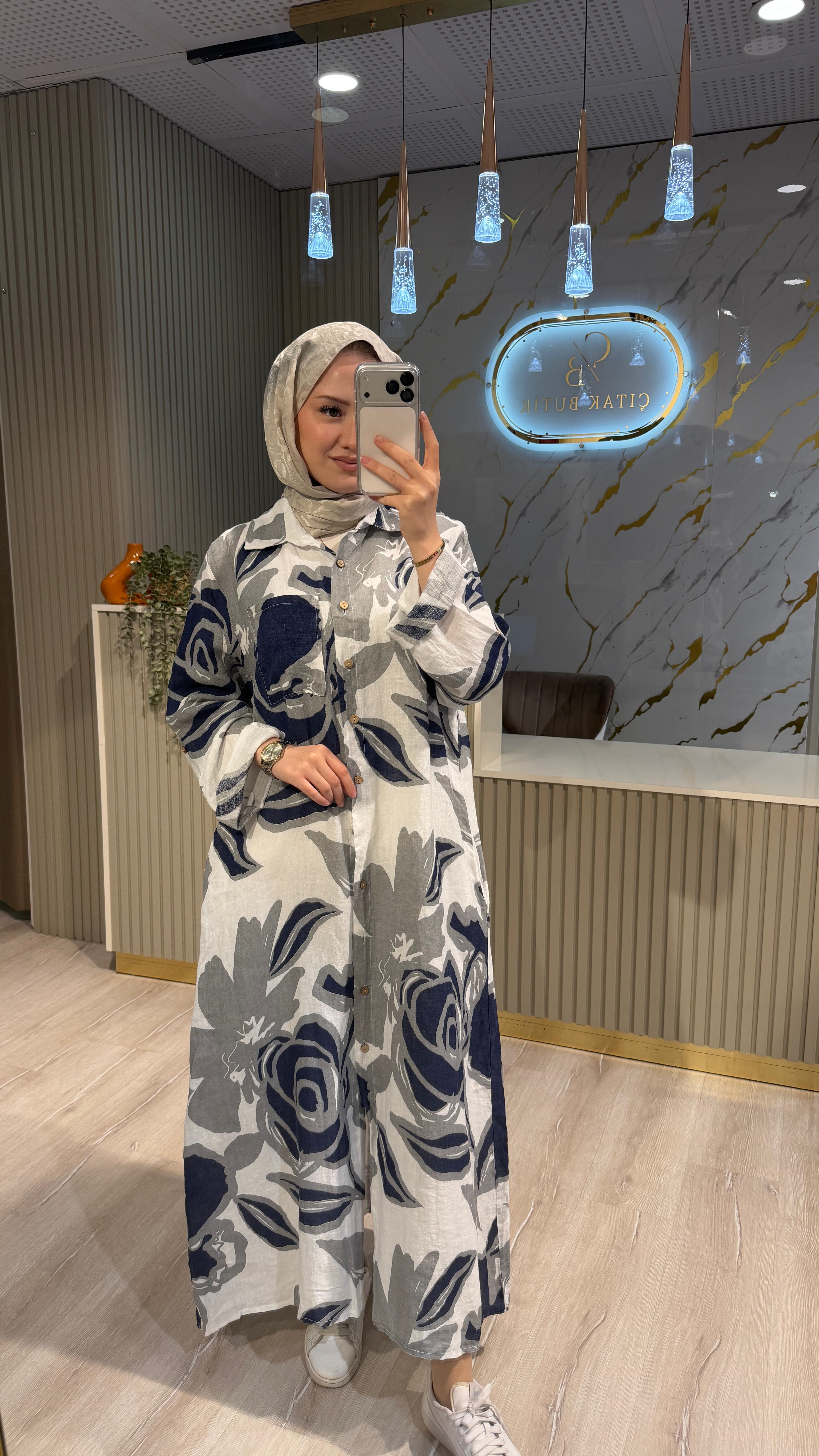İTHAL 803 DESENLİ GÖMLEK/KAP - LACİVERT