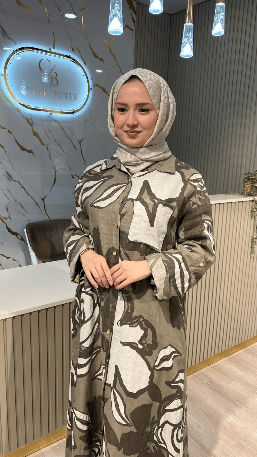 İTHAL 803 DESENLİ GÖMLEK/KAP - VİZON
